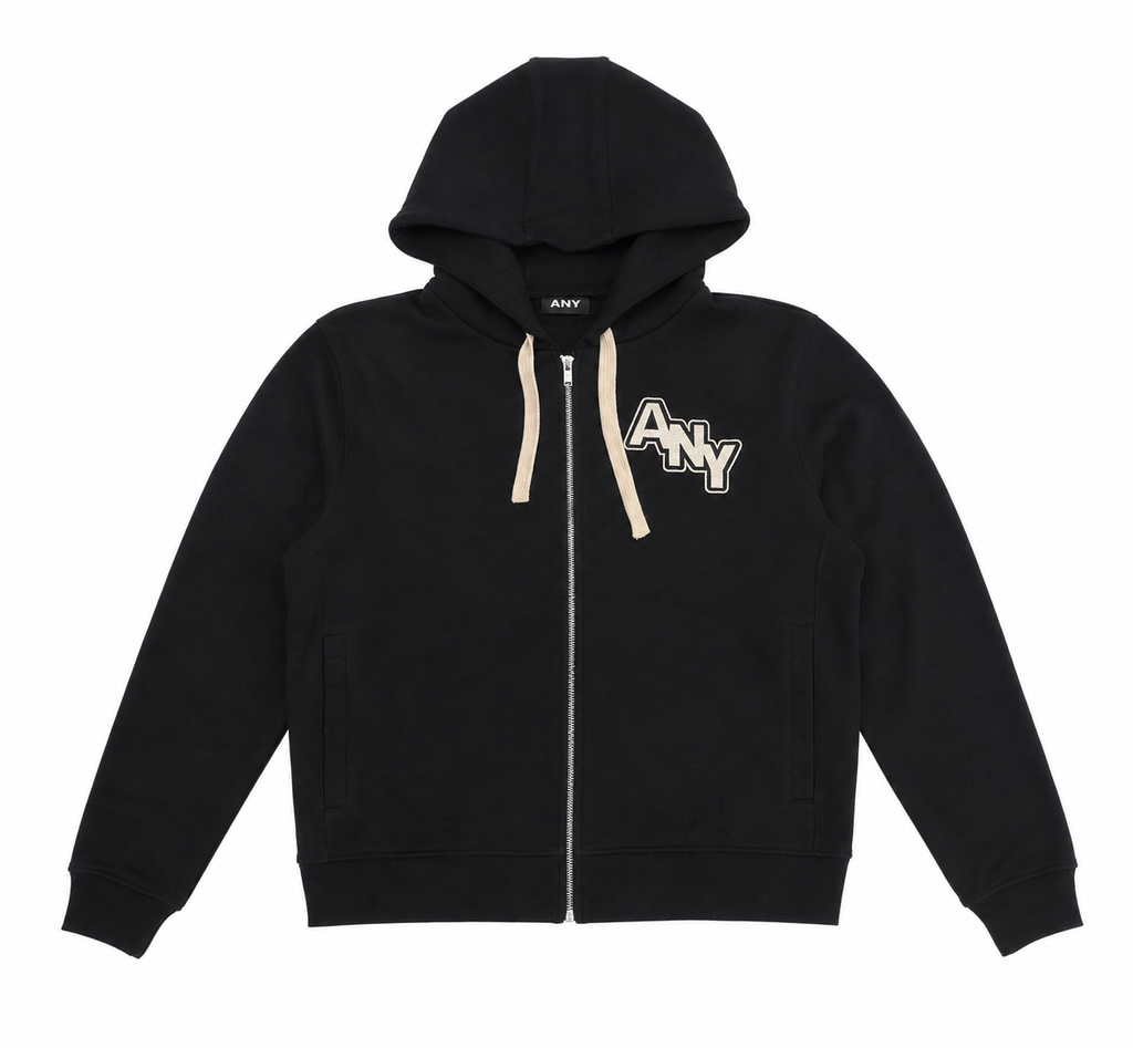 ANY BASIC BLACK ZIP-HOODIE